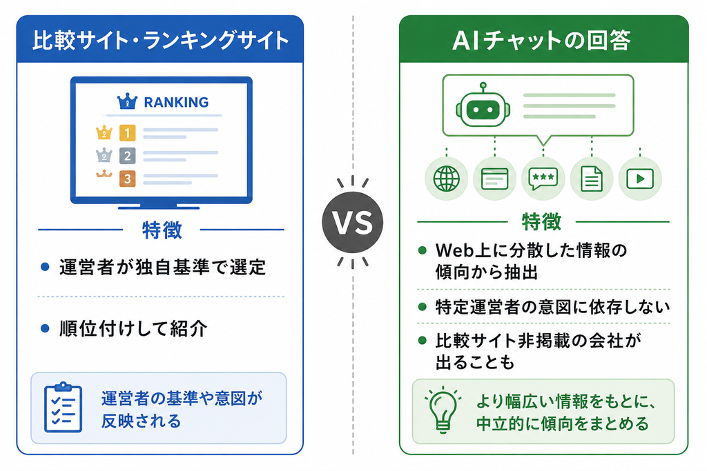 比較サイトとAIチャットとの比較